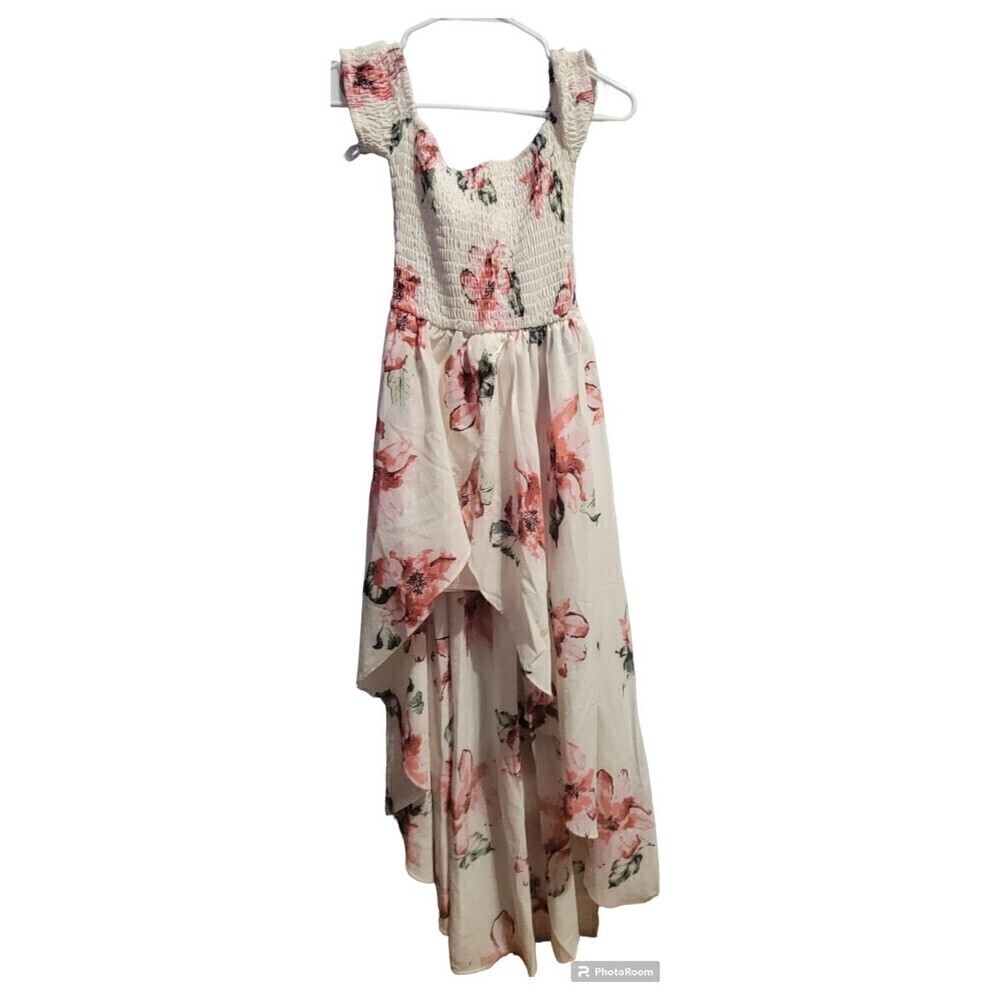 Women's Summer Floral Print Flowy A Line Dresses Sleeveless Smocked Off Shoulder